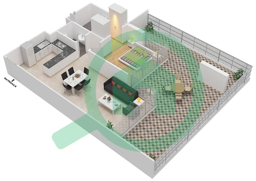 Azizi Aliyah Residence - 1 Bedroom Apartment Unit 20 FLOOR 9 Floor plan Floor 9 interactive3D