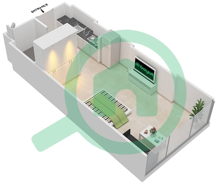 Азизи Алия Резиденс - Апартамент Студия планировка Единица измерения 4 FLOOR 10 Floor 10 interactive3D