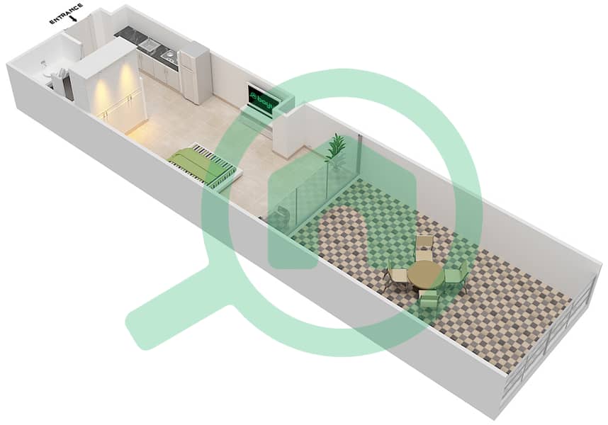 Азизи Алия Резиденс - Апартамент Студия планировка Единица измерения 15 FLOOR 10 Floor 10 interactive3D