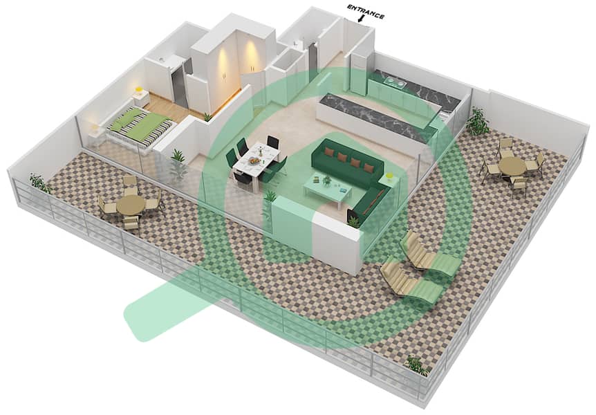 阿齐兹阿利耶公寓 - 1 卧室公寓单位1 FLOOR 11戶型图 Floor 11 interactive3D