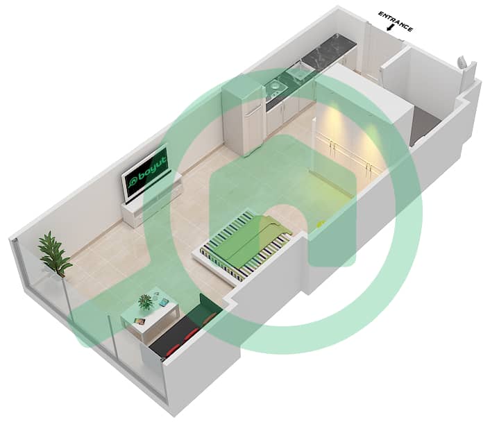 Азизи Алия Резиденс - Апартамент Студия планировка Единица измерения 7 FLOOR 11 Floor 11 interactive3D