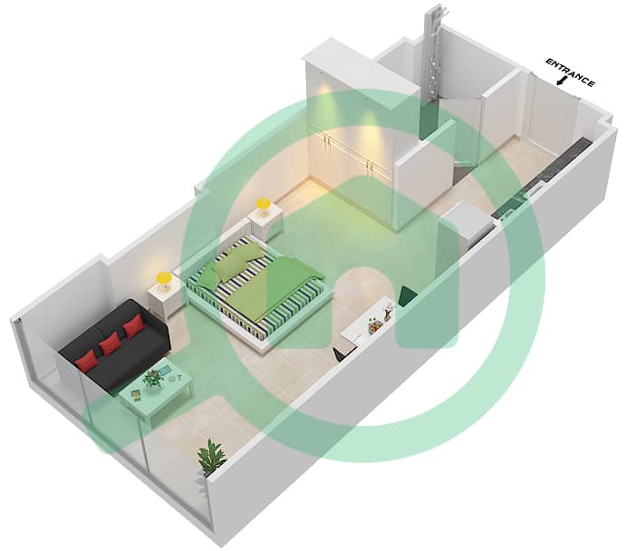 Азизи Алия Резиденс - Апартамент Студия планировка Единица измерения 8 FLOOR 11 Floor 11 interactive3D