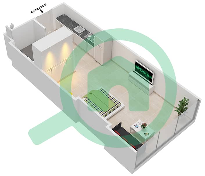 Azizi Aliyah Residence - Studio Apartment Unit 10 FLOOR 11 Floor plan Floor 11 interactive3D