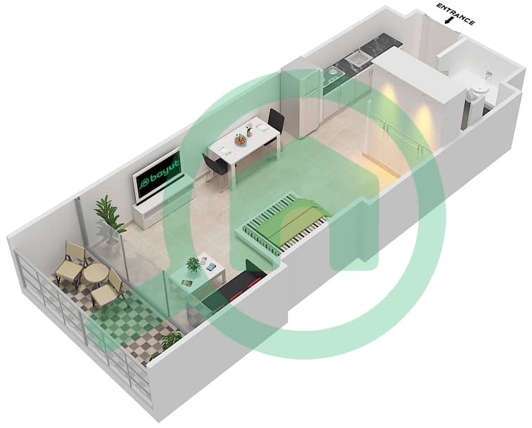Азизи Алия Резиденс - Апартамент Студия планировка Единица измерения 10  FLOOR 12-13 Floor 12-13 interactive3D