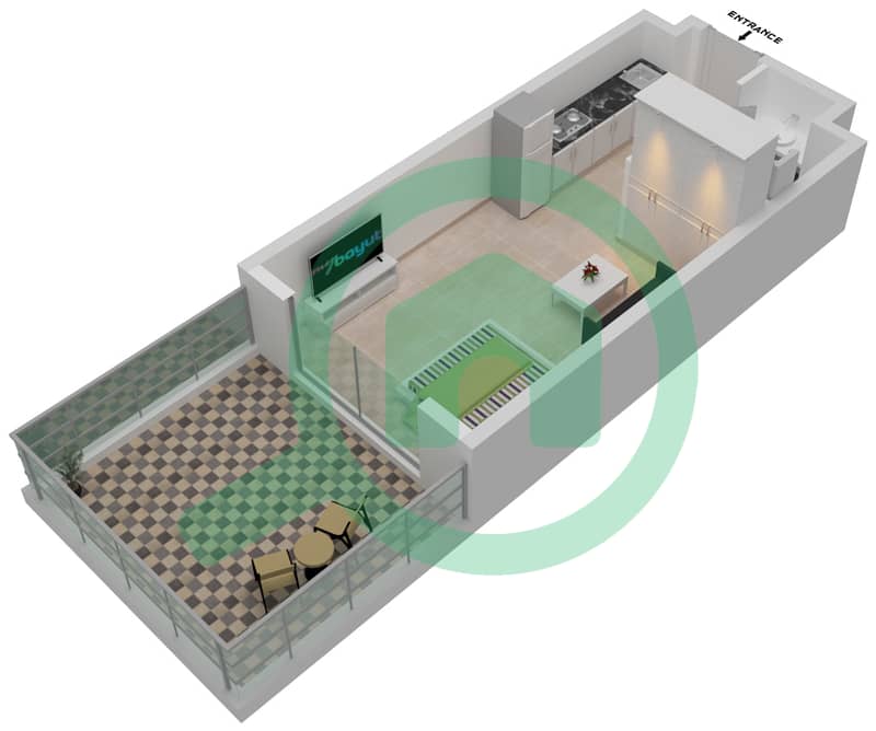 Жемчужина от Данубе - Апартамент Студия планировка Тип/мера T1 106,113 Floor 1
Unit 106,113 interactive3D