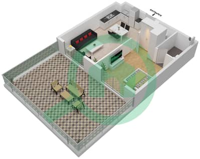 المخططات الطابقية لتصميم النموذج / الوحدة T2 101,118 شقة 1 غرفة نوم - بيرلز من الدانوب