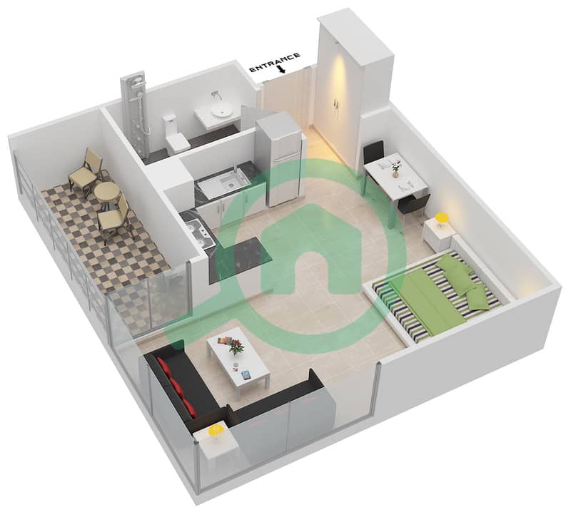 المخططات الطابقية لتصميم النموذج A شقة استوديو - ماج 5 بوليفارد Floor 6 interactive3D