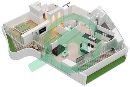 萨法一号公寓 - 2 卧室公寓类型A戶型图