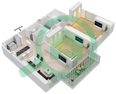 المخططات الطابقية لتصميم الوحدة 12 شقة 2 غرفة نوم - برج نوبلز