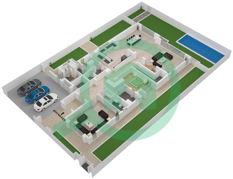 District One Villas - 5 Bedroom Villa Type A4 Floor plan Ground Floor interactive3D