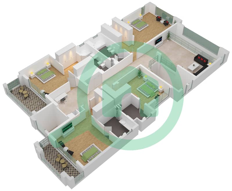 District One Villas - 5 Bedroom Villa Type A4 Floor plan First Floor interactive3D