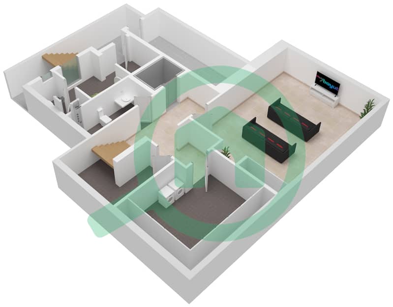 المخططات الطابقية لتصميم النموذج C فیلا 6 غرف نوم - فلل ديستريكت 1 Basement interactive3D