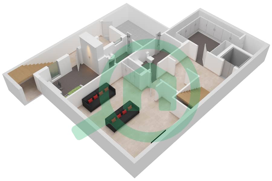 Дистрикт Уан Виллы - Вилла 6 Cпальни планировка Тип C3 Basement interactive3D