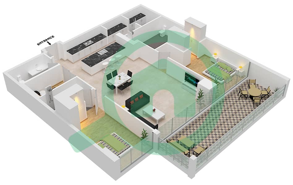 Six Senses Residences - 2 Bedroom Penthouse Type/unit A1/4 FLOOR 2,4 Floor plan interactive3D