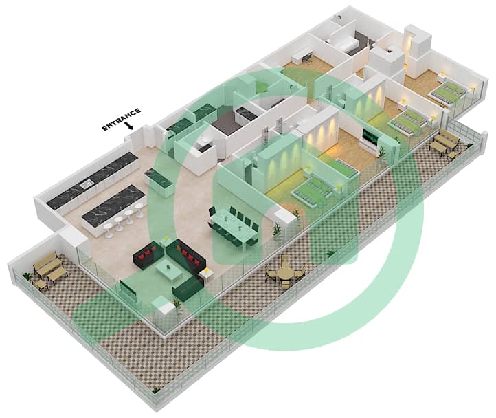 Six Senses Residences - 4 Bedroom Penthouse Type/unit C3/2  FLOOR 6 Floor plan interactive3D