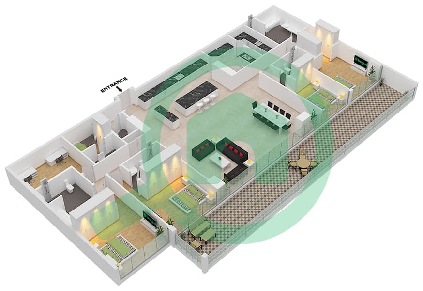 المخططات الطابقية لتصميم النموذج / الوحدة C4/3 FLOOR 6 بنتهاوس 4 غرف نوم - سيكس سينسيز ريزيدنس interactive3D
