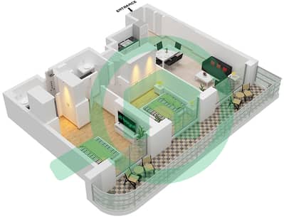 المخططات الطابقية لتصميم النموذج / الوحدة 4,UNIT 03 شقة 2 غرفة نوم - بالاس بيتش ريزيدنس