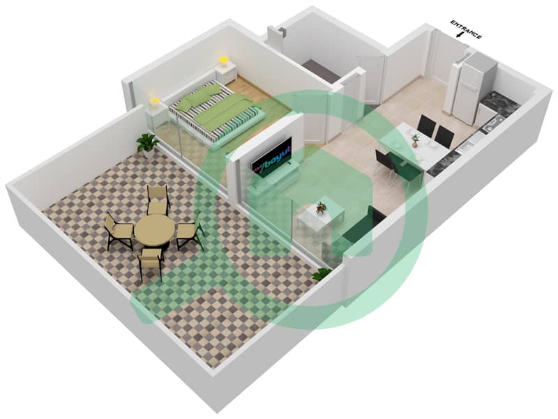 Azizi Riviera 26 - 1 Bedroom Apartment Unit 02 1ST FLOOR Floor plan 1st Floor interactive3D