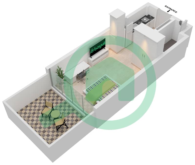 阿齐兹里维埃拉26号楼 - 单身公寓单位03 1ST FLOOR戶型图 1st Floor interactive3D