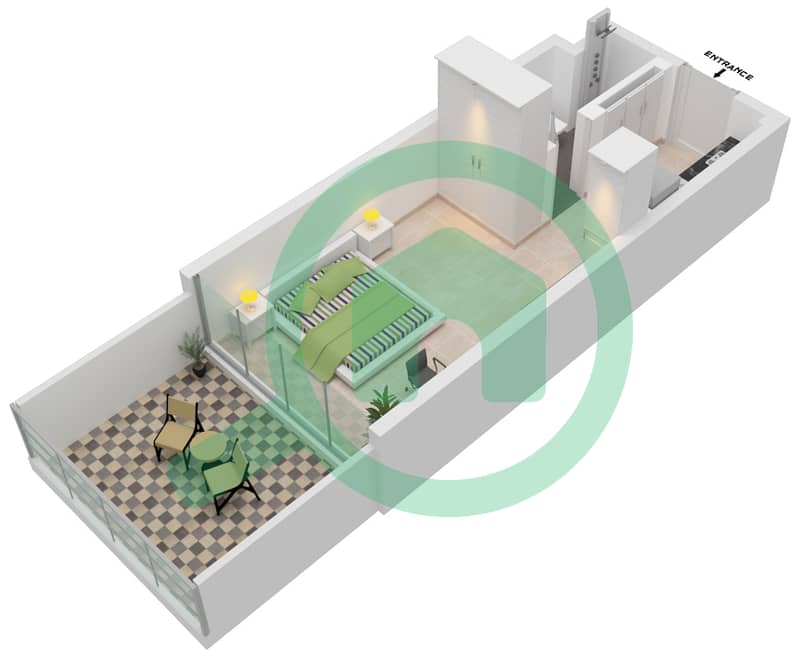 阿齐兹里维埃拉26号楼 - 单身公寓单位04 1ST FLOOR戶型图 1st Floor interactive3D