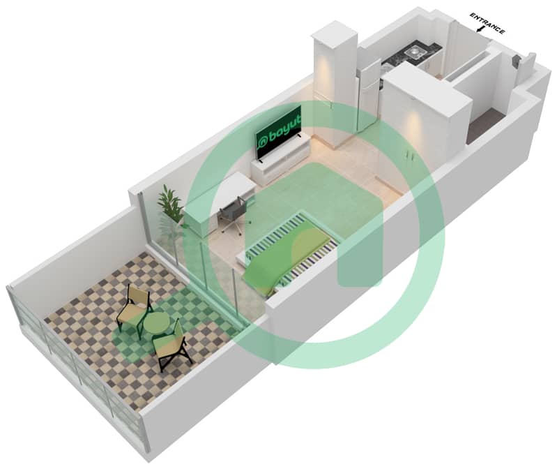 阿齐兹里维埃拉26号楼 - 单身公寓单位05 1ST FLOOR戶型图 1st Floor interactive3D