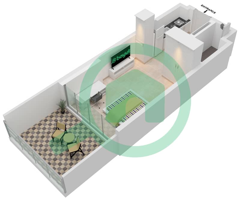 阿齐兹里维埃拉26号楼 - 单身公寓单位06 1ST FLOOR戶型图 1st Floor interactive3D