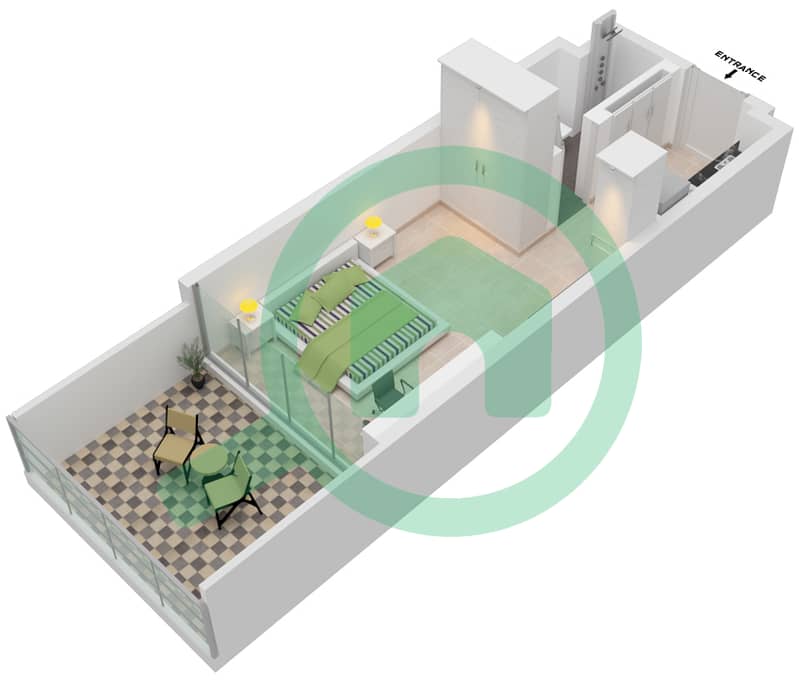 المخططات الطابقية لتصميم الوحدة 07 1ST FLOOR شقة استوديو - عزيزي ريفييرا 26 1st Floor interactive3D