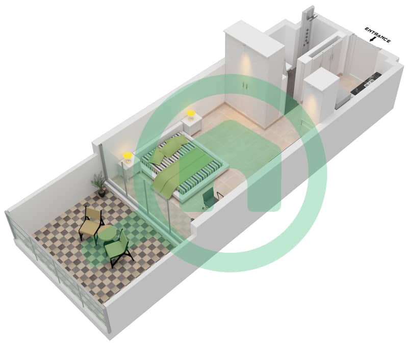 阿齐兹里维埃拉26号楼 - 单身公寓单位08,10 1ST FLOOR戶型图 1st Floor interactive3D