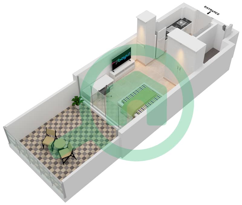 阿齐兹里维埃拉26号楼 - 单身公寓单位12 1ST FLOOR戶型图 1st Floor interactive3D
