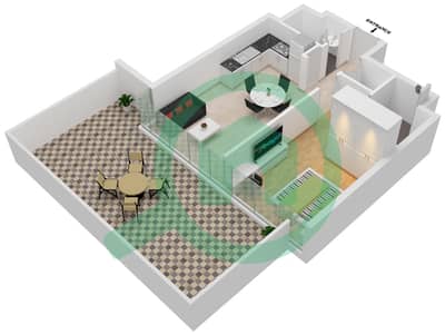 المخططات الطابقية لتصميم الوحدة 17 1ST FLOOR شقة 1 غرفة نوم - عزيزي ريفييرا 26