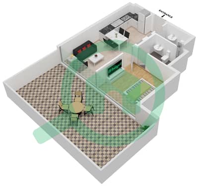 Азизи Ривьера 26 - Апартамент 1 Спальня планировка Единица измерения 18 1ST FLOOR