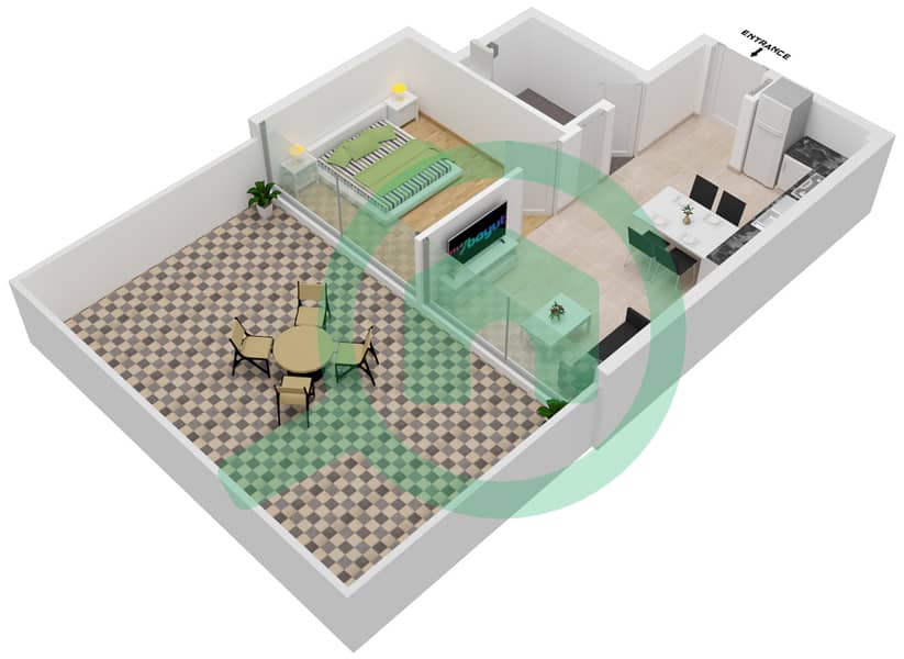 阿齐兹里维埃拉26号楼 - 1 卧室公寓单位19 1ST FLOOR戶型图 1st Floor interactive3D