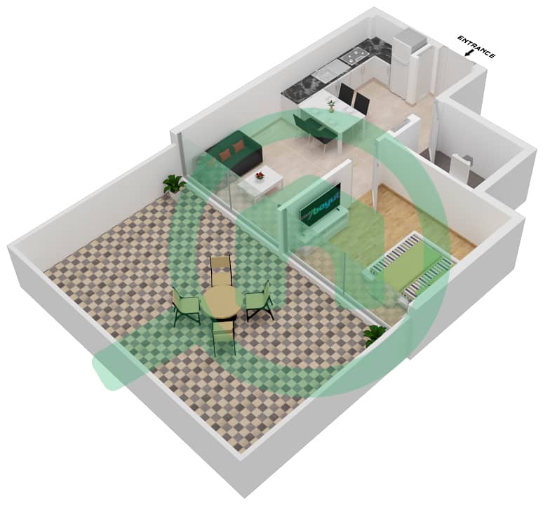 المخططات الطابقية لتصميم الوحدة 20 1ST FLOOR شقة 1 غرفة نوم - عزيزي ريفييرا 26 1st Floor interactive3D