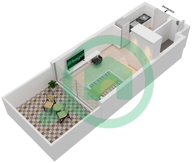 阿齐兹里维埃拉26号楼 - 单身公寓单位22 1ST FLOOR戶型图 1st Floor interactive3D