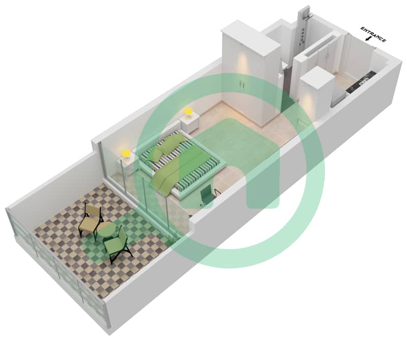 阿齐兹里维埃拉26号楼 - 单身公寓单位14 1ST FLOOR戶型图 1st Floor interactive3D