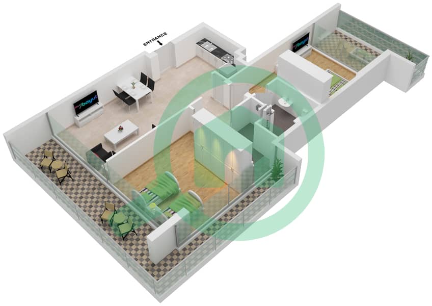 阿齐兹里维埃拉26号楼 - 2 卧室公寓单位06 2ND FLOOR戶型图 2nd Floor interactive3D
