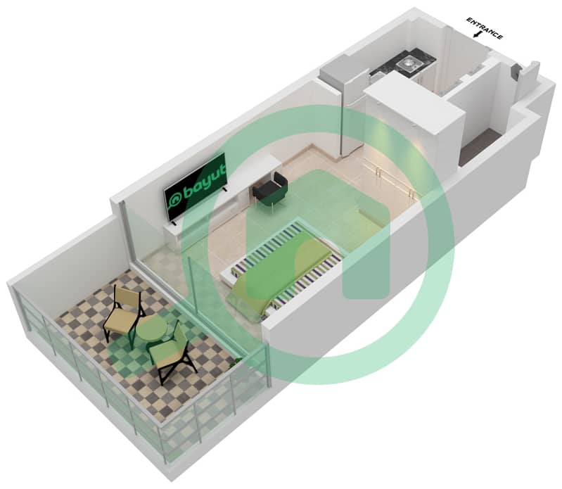 阿齐兹里维埃拉26号楼 - 单身公寓单位07 2ND FLOOR戶型图 2nd Floor interactive3D