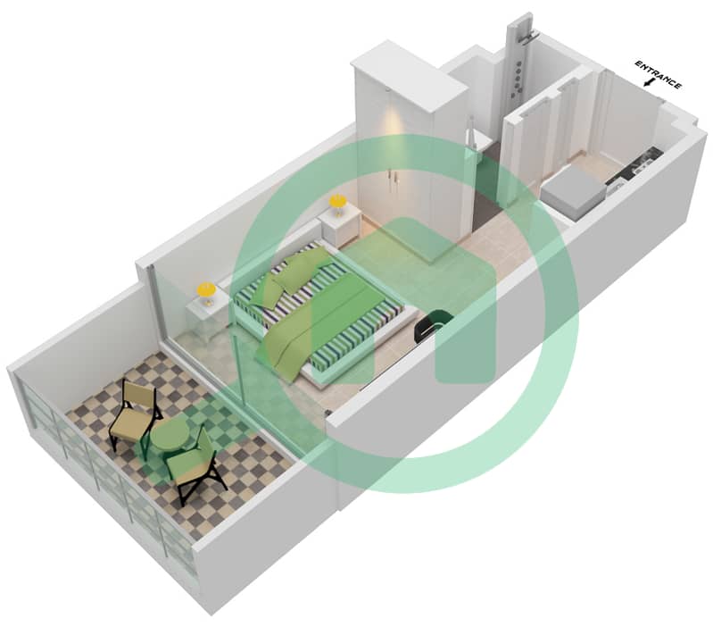 阿齐兹里维埃拉26号楼 - 单身公寓单位08 2ND FLOOR戶型图 2nd Floor interactive3D