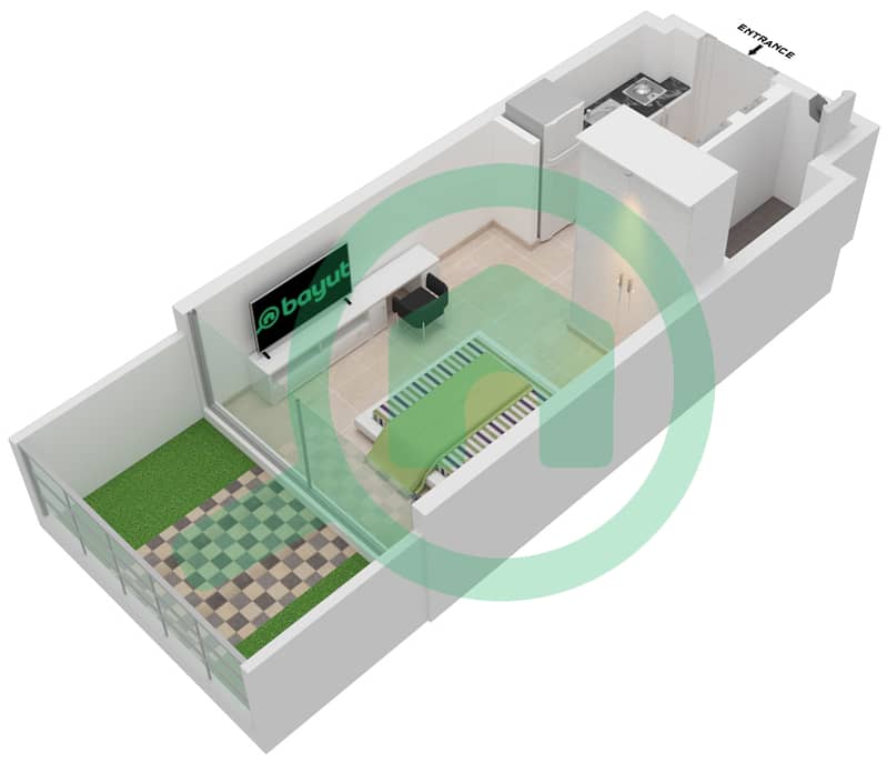 阿齐兹里维埃拉26号楼 - 单身公寓单位09 2ND FLOOR戶型图 2nd Floor interactive3D