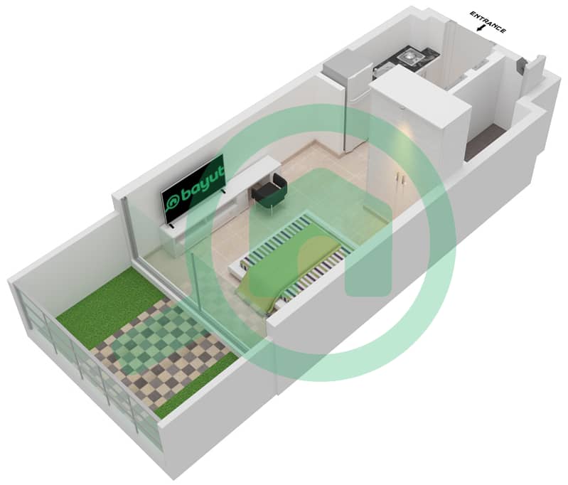 المخططات الطابقية لتصميم الوحدة 10 2ND FLOOR شقة استوديو - عزيزي ريفييرا 26 2nd Floor interactive3D