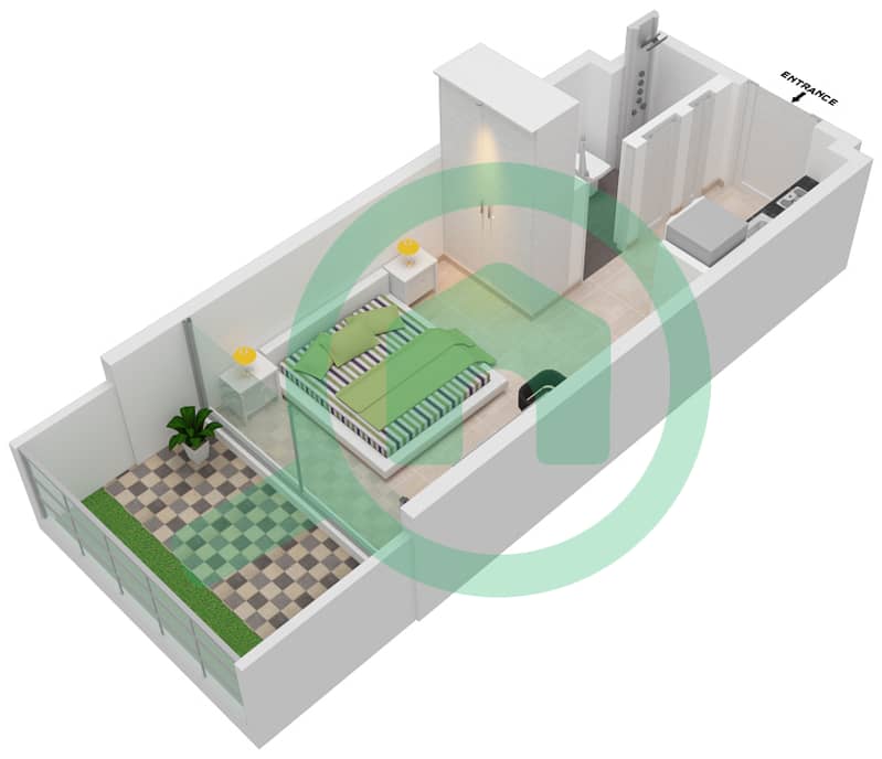 المخططات الطابقية لتصميم الوحدة 11 2ND FLOOR شقة استوديو - عزيزي ريفييرا 26 2nd Floor interactive3D