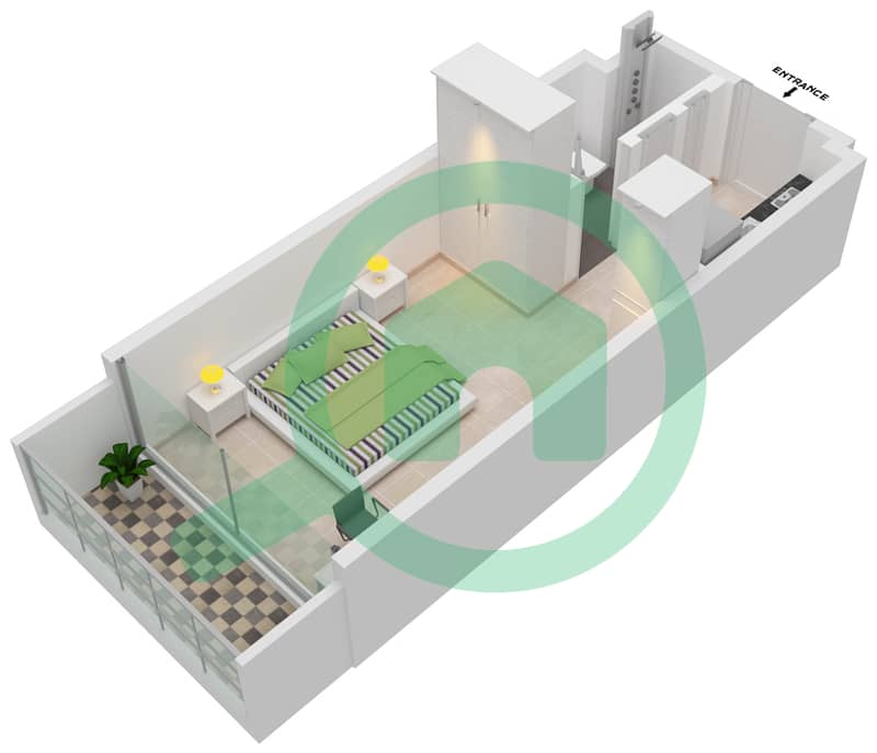 阿齐兹里维埃拉26号楼 - 单身公寓单位12 2ND FLOOR戶型图 2nd Floor interactive3D