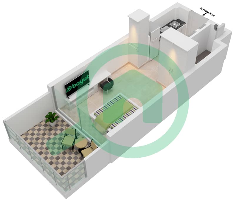 المخططات الطابقية لتصميم الوحدة 13 2ND FLOOR شقة استوديو - عزيزي ريفييرا 26 2nd Floor interactive3D