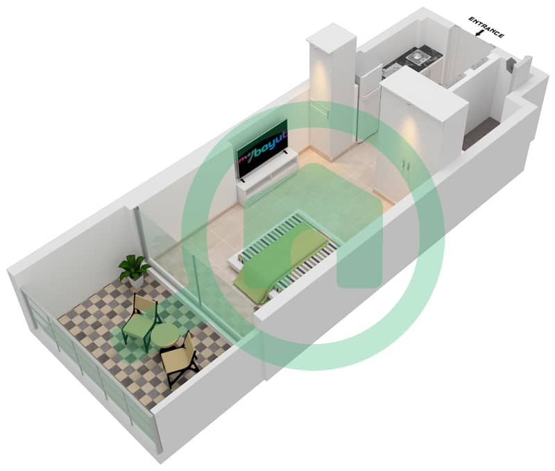 المخططات الطابقية لتصميم الوحدة 16 2ND FLOOR شقة استوديو - عزيزي ريفييرا 26 2nd Floor interactive3D