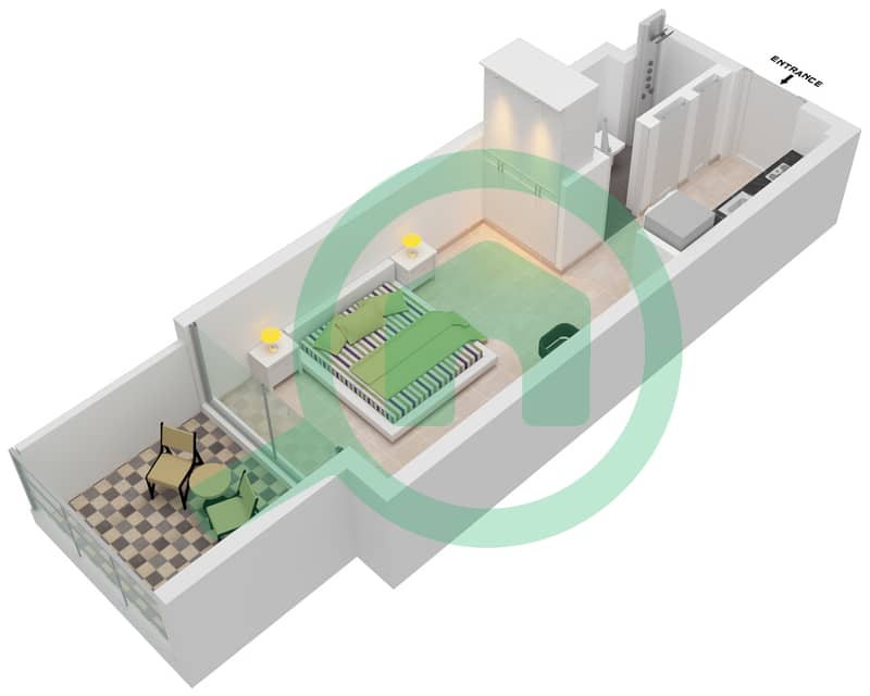 المخططات الطابقية لتصميم الوحدة 17 2ND FLOOR شقة استوديو - عزيزي ريفييرا 26 2nd Floor interactive3D
