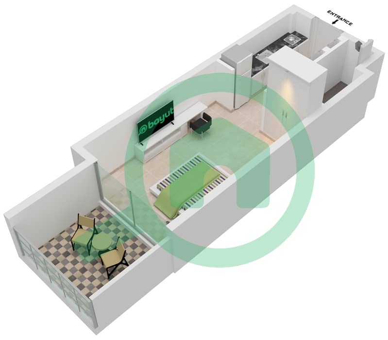 阿齐兹里维埃拉26号楼 - 单身公寓单位18 2ND FLOOR戶型图 2nd Floor interactive3D