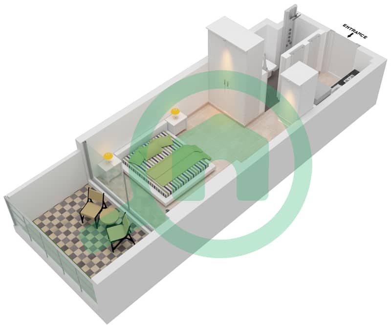 阿齐兹里维埃拉26号楼 - 单身公寓单位19 2ND FLOOR戶型图 2nd Floor interactive3D
