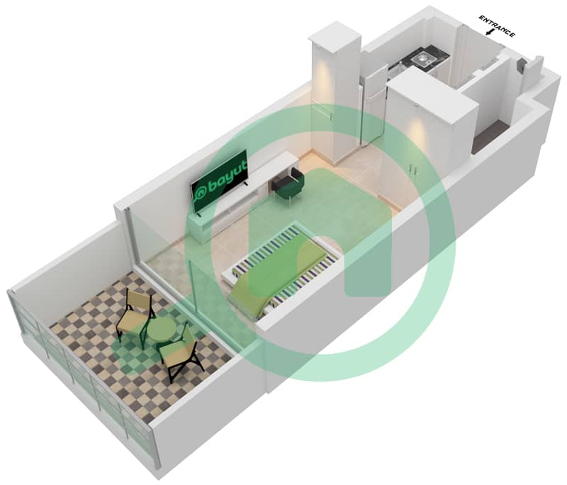 阿齐兹里维埃拉26号楼 - 单身公寓单位21 2ND FLOOR戶型图 2nd Floor interactive3D