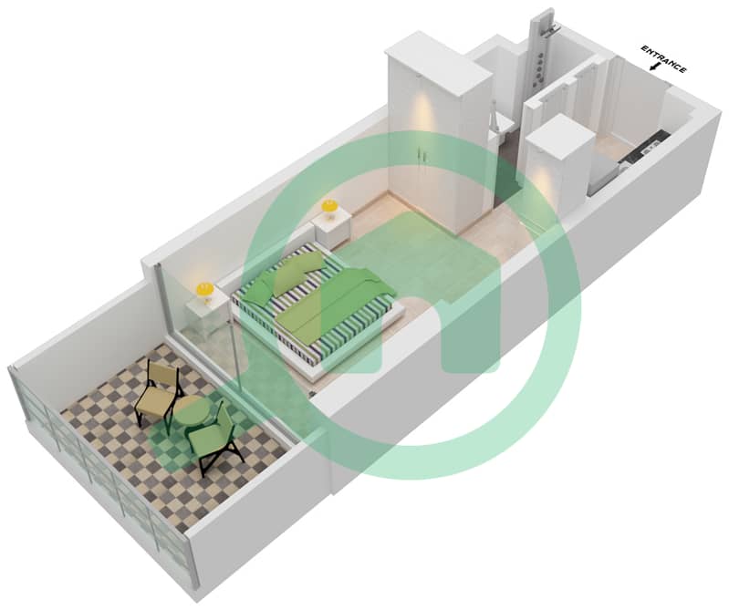 阿齐兹里维埃拉26号楼 - 单身公寓单位22 2ND FLOOR戶型图 2nd Floor interactive3D