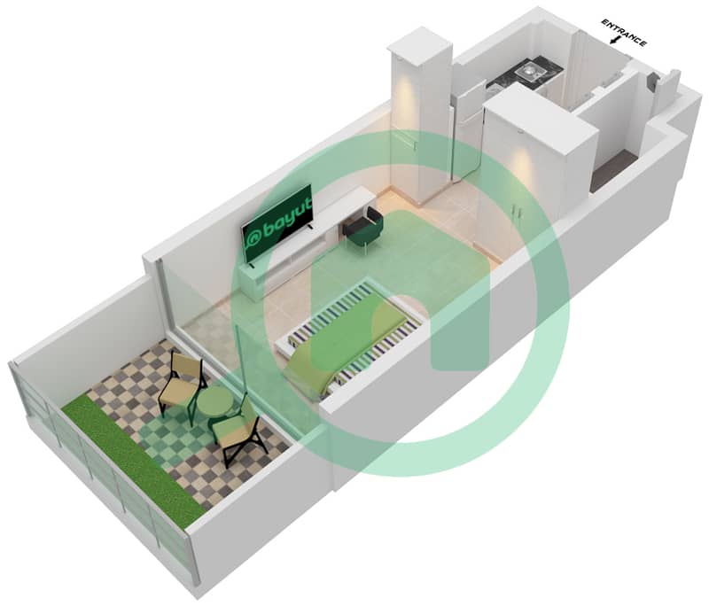 المخططات الطابقية لتصميم الوحدة 23 2ND FLOOR شقة استوديو - عزيزي ريفييرا 26 2nd Floor interactive3D